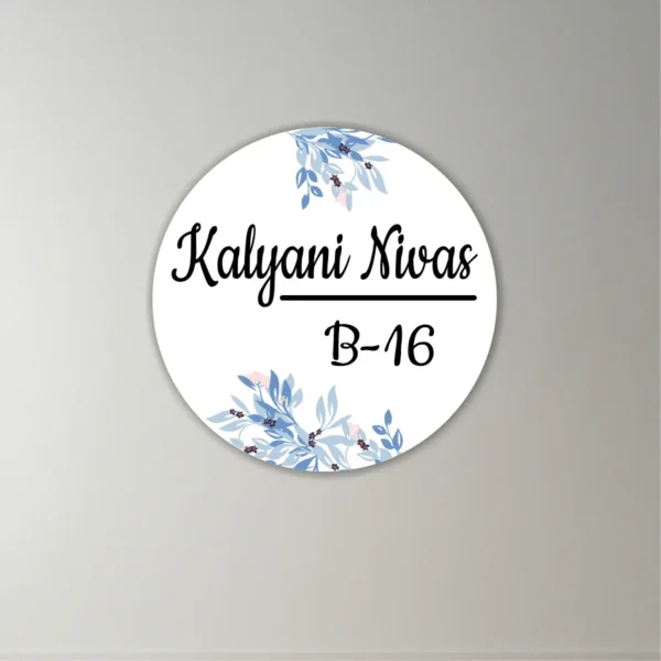 Acrylic Floral Round Customized Home Name Plate