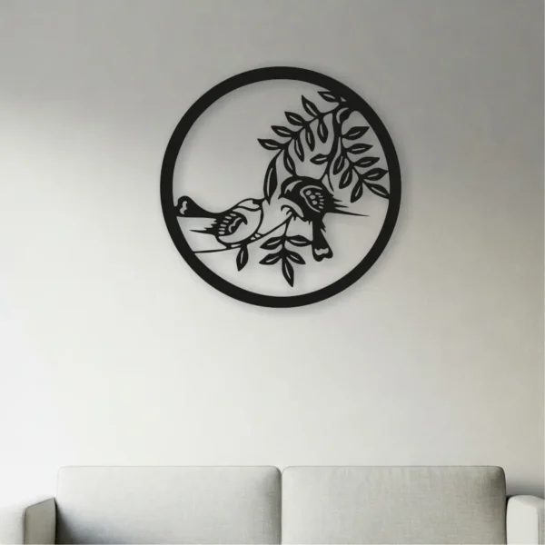 Name n Art | Two Birds, One Circle - Metal Wall Art - Hanging Decor